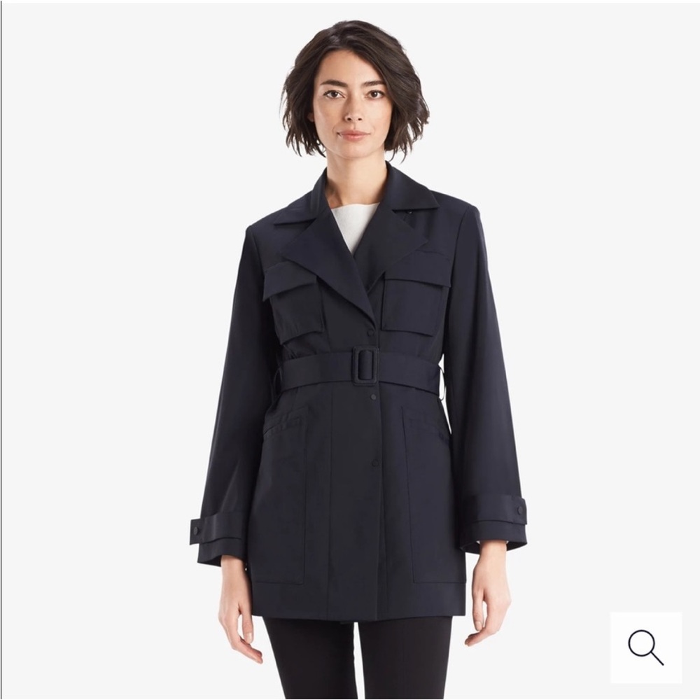 NWOT M.M. LaFleur Mercer Parka Rain Coat Black - missing belt